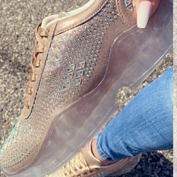 Cape Robbin Shoes - Rosegold Bling Sneakers-Size 10